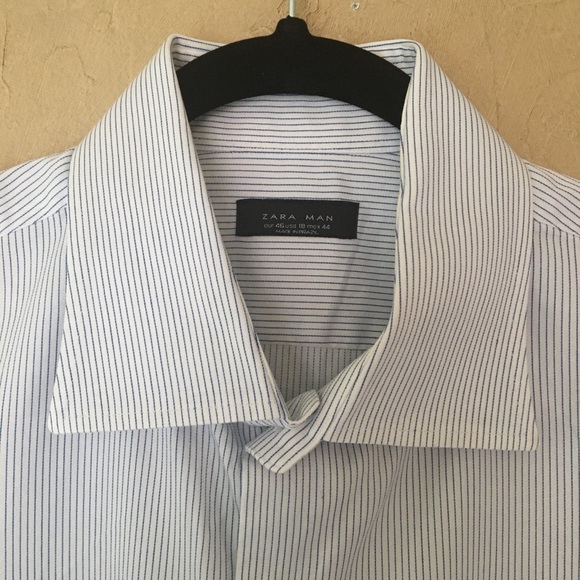 Zara Man White Striped Long Sleeve Shirt Sz. L - Picture 7 of 10